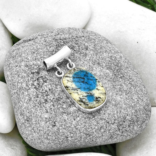 Natural K2 Blue - Azurite In Quartz Pendant P-1198 SDP127696