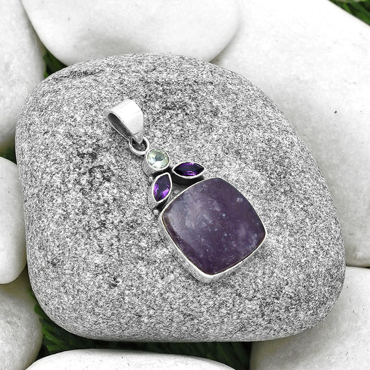 Purple Lepidolite, Amethyst & Sky Blue Topaz Pendant P-1203 SDP127729