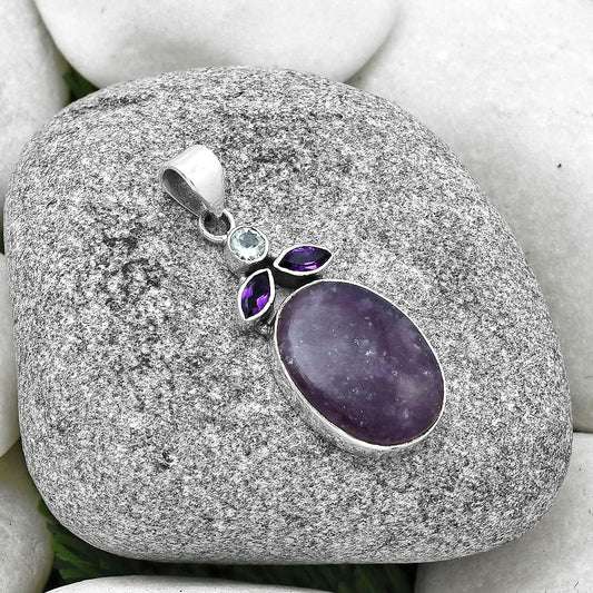 Purple Lepidolite, Amethyst & Sky Blue Topaz Pendant P-1203 SDP127739