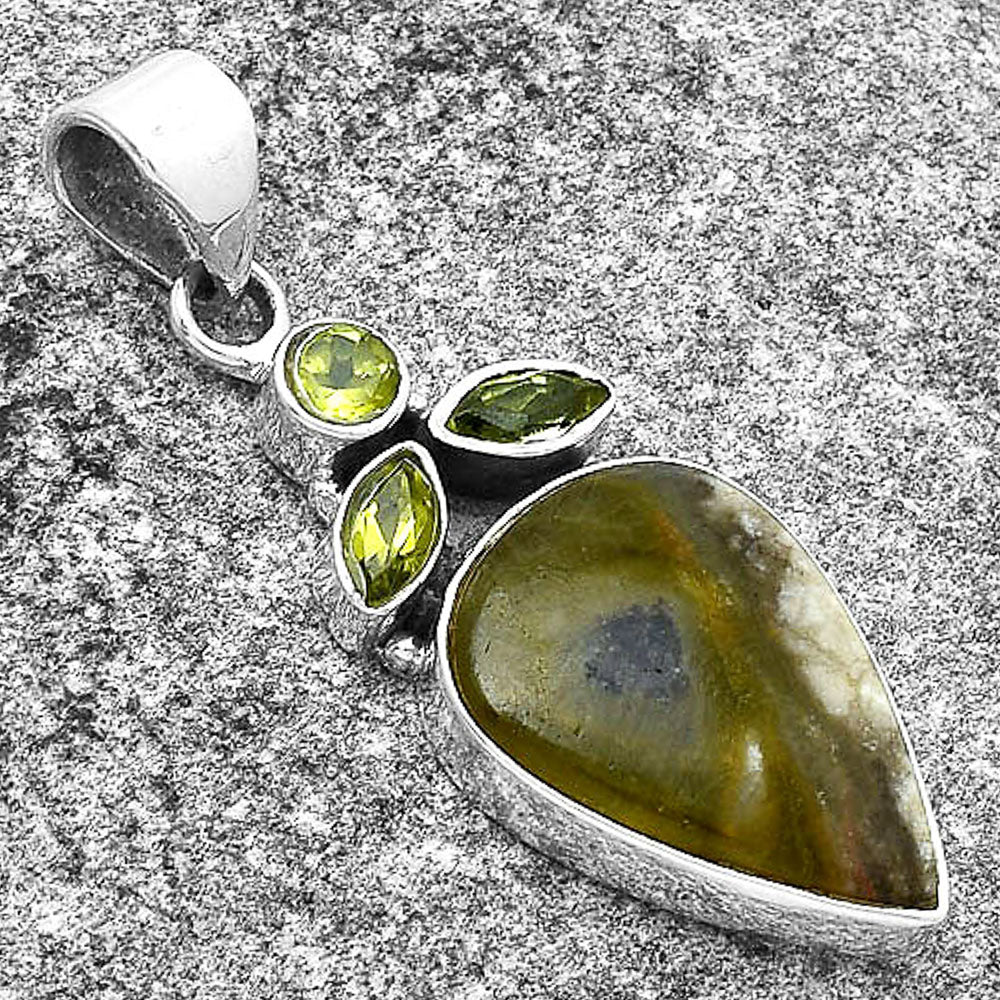 Natural Australian Prehnite & Peridot Pendant P-1203 SDP127748