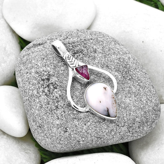 Pink Opal & Pink Tourmaline Rough Pendant P-1166 SDP127766