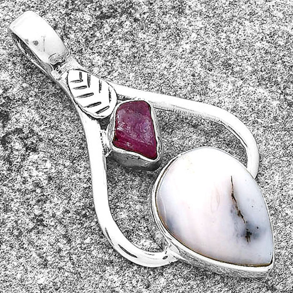 Pink Opal & Pink Tourmaline Rough Pendant P-1166 SDP127771