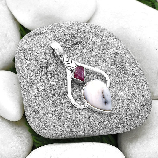 Pink Opal & Pink Tourmaline Rough Pendant P-1166 SDP127771