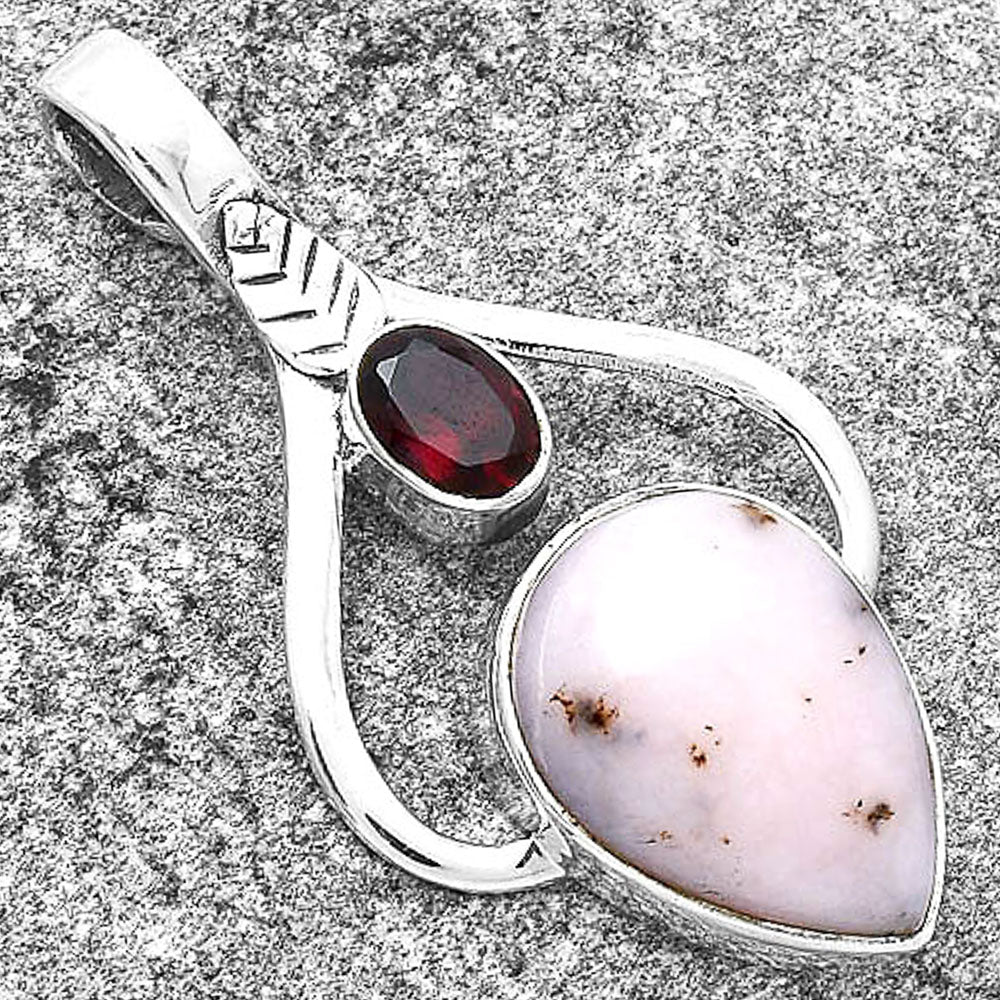 Natural Pink Opal Australia & Garnet Pendant P-1166 SDP127785