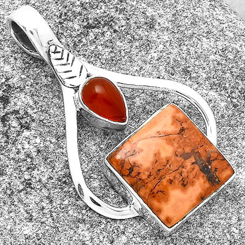 Indian Paint Gemstone & Carnelian Pendant P-1166 SDP127790