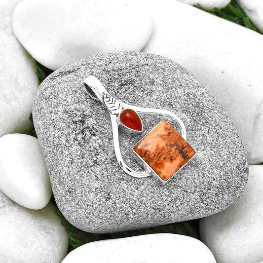 Indian Paint Gemstone & Carnelian Pendant P-1166 SDP127790