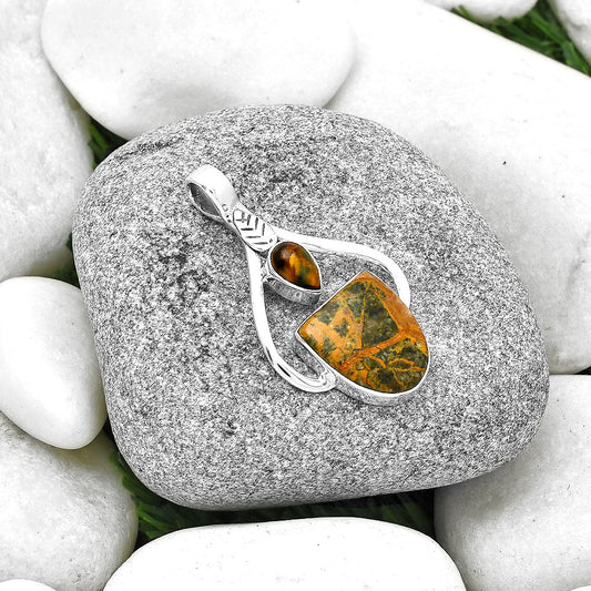 Moroccan Yellow Jacket Jasper & Pietersite Pendant P-1166 SDP127794