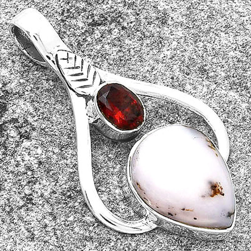 Natural Pink Opal Australia & Garnet Pendant P-1166 SDP127795