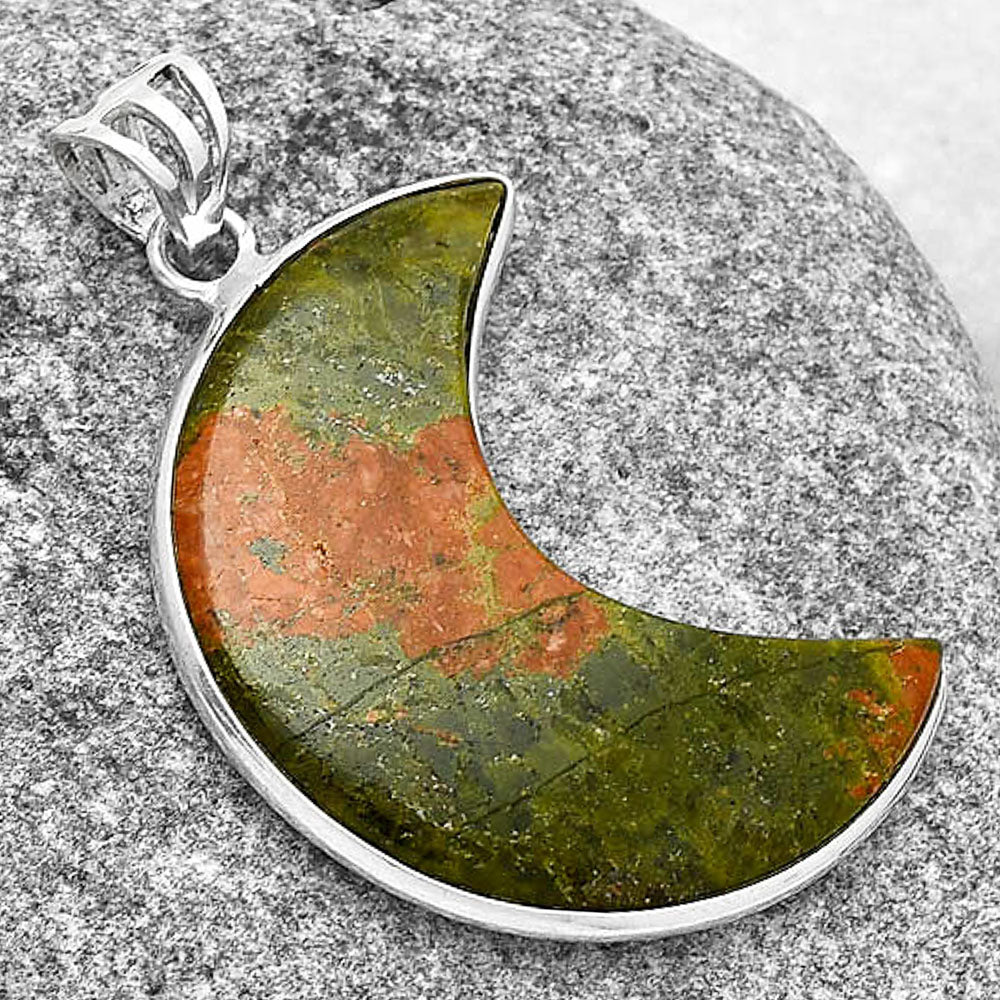 Crescent Moon - Natural Unakite Pendant P-1032 SDP128044