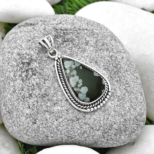 Natural Snow Flake Obsidian Pendant P-1104 SDP128154