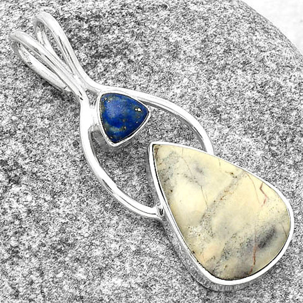 Natural Porcelain Jasper & Lapis Lazuli Pendant P-1038 SDP128246