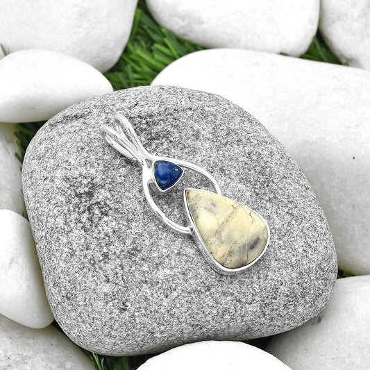 Natural Porcelain Jasper & Lapis Lazuli Pendant P-1038 SDP128246