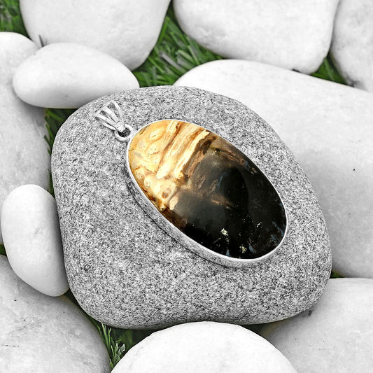 Natural Palm Root Fossil Agate Pendant P-1001 SDP128275