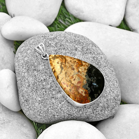 Natural Palm Root Fossil Agate Pendant P-1001 SDP128373