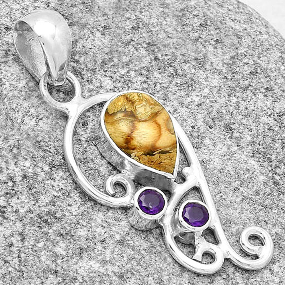 Natural Rock Calcy & Amethyst Pendant P-1039 SDP128939