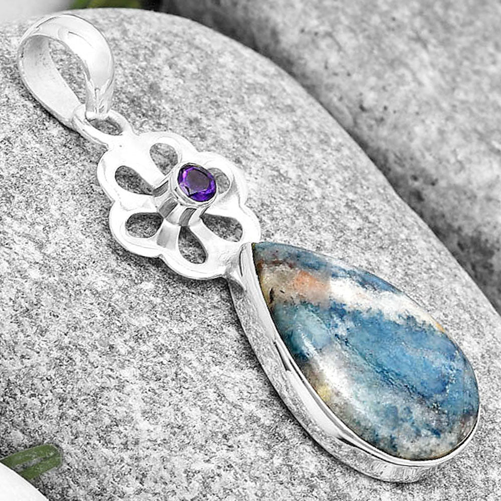 Blue Scheelite - Turkey & Amethyst Pendant P-1634 SDP128967