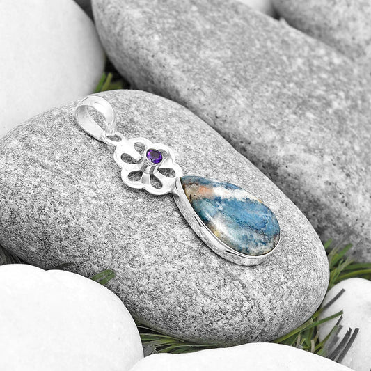 Blue Scheelite - Turkey & Amethyst Pendant P-1634 SDP128967