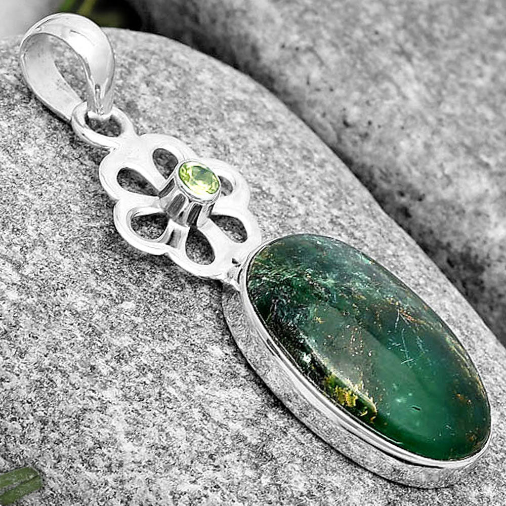 Natural Green Fuchsite & Peridot Pendant P-1634 SDP128975