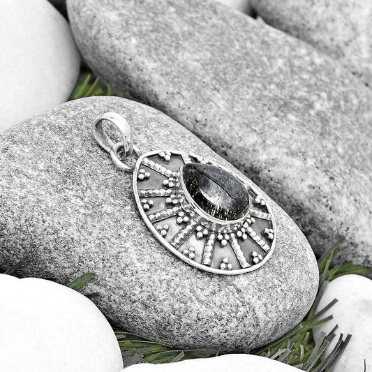 Black Tourmaline In Quartz Shri Lanka Pendant P-1465 SDP129083