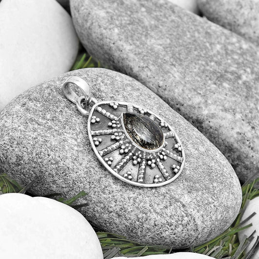 Black Tourmaline In Quartz Shri Lanka Pendant P-1465 SDP129110