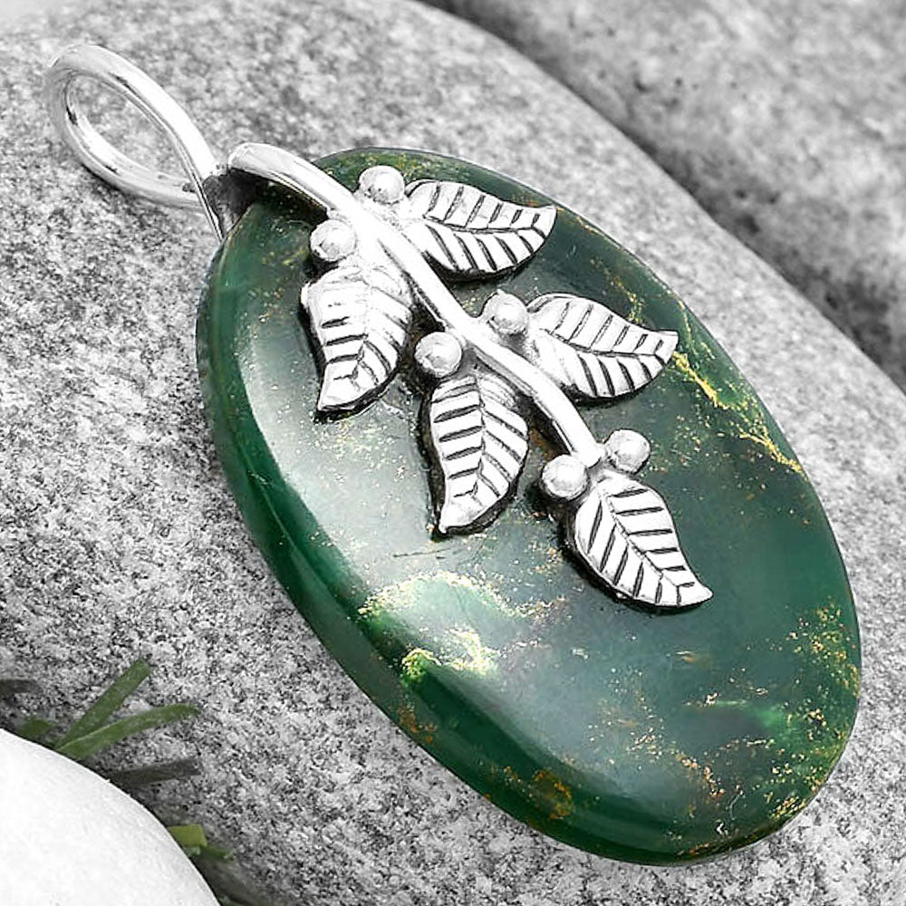 Leaves - Natural Green Fuchsite Pendant P-1291 SDP129151
