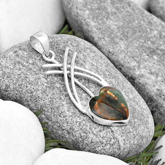 Heart Turkish Rainforest Chrysocolla Pendant P-1010 SDP129177