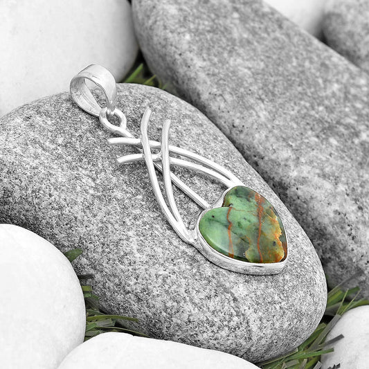 Heart Natural Chrome Chalcedony Pendant P-1010 SDP129179