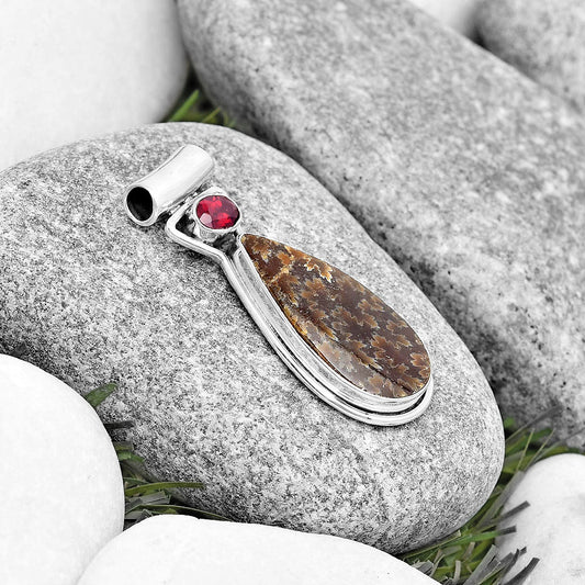 Sutured Ammonite Madagascar & Garnet Pendant P-1130 SDP129213