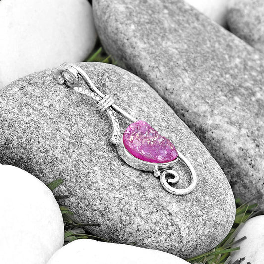 Pink Agate Druzy Pendant P-1682 SDP129221