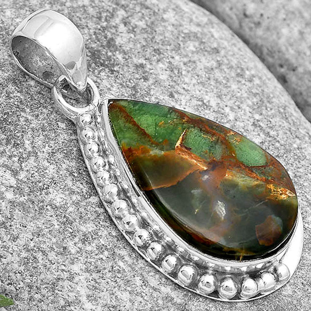 Natural Turkish Rainforest Chrysocolla Pendant P-1326 SDP129284