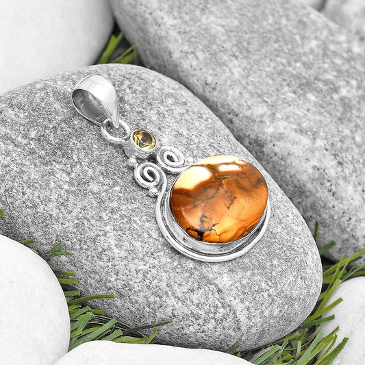 Cold Mountain Thunder Egg & Citrine Pendant P-1603 SDP129314