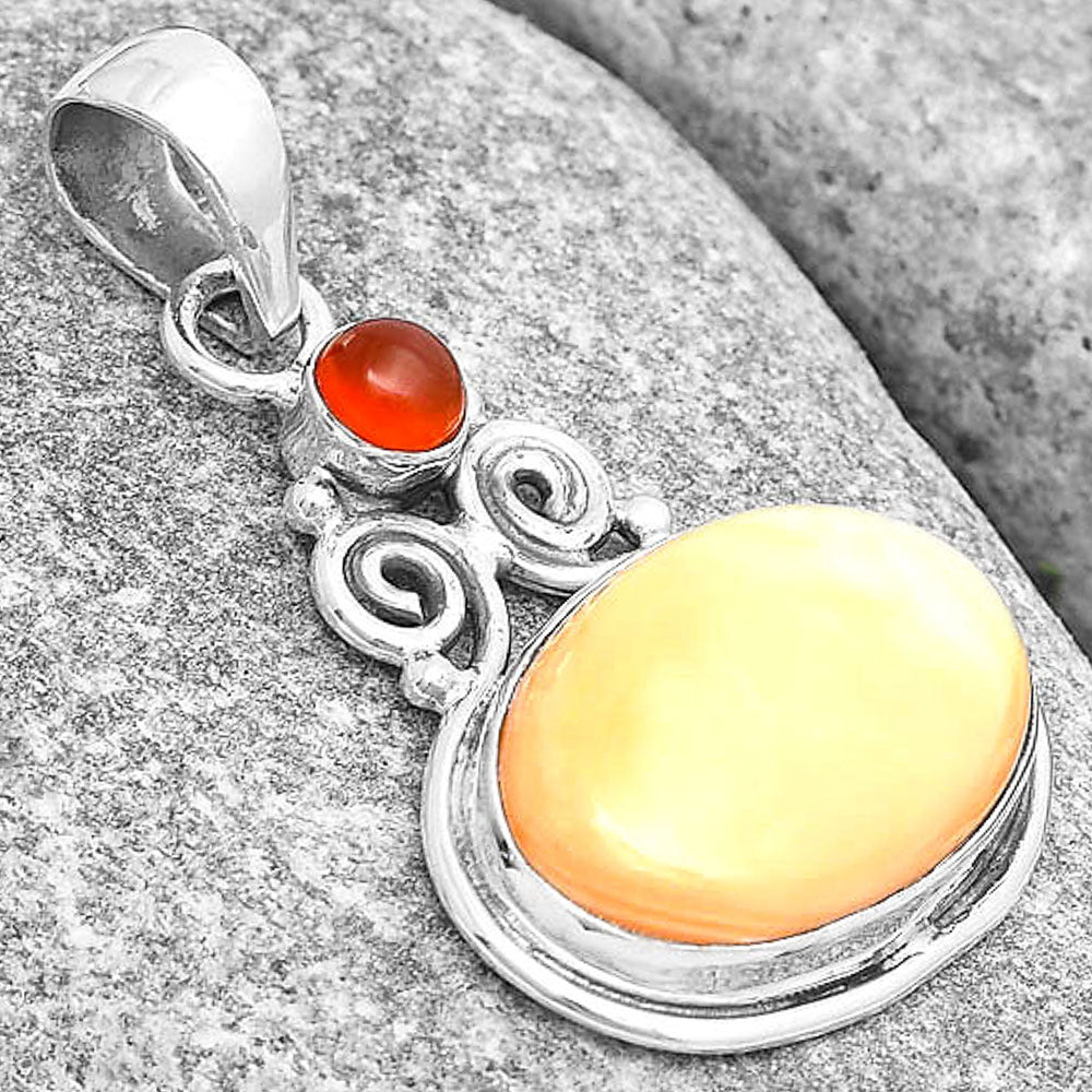 Natural Spiny Oyster Shell & Carnelian Pendant P-1603 SDP129331