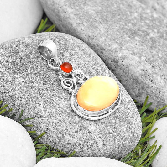 Natural Spiny Oyster Shell & Carnelian Pendant P-1603 SDP129331