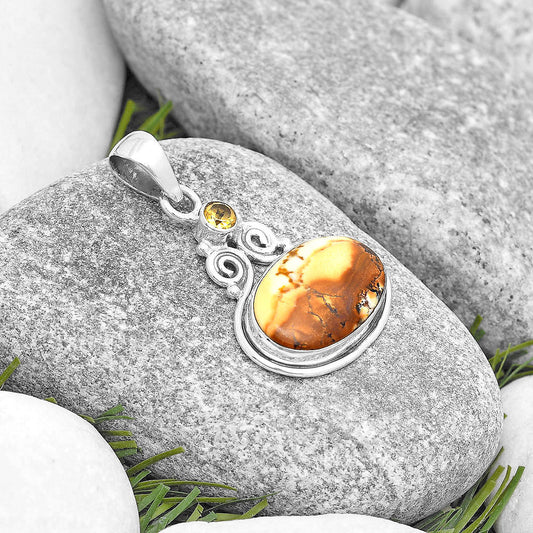 Cold Mountain Thunder Egg & Citrine Pendant P-1603 SDP129341