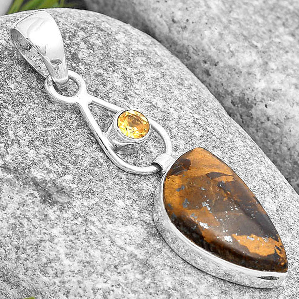 Natural Bronzite & Citrine Pendant P-1589 SDP129353