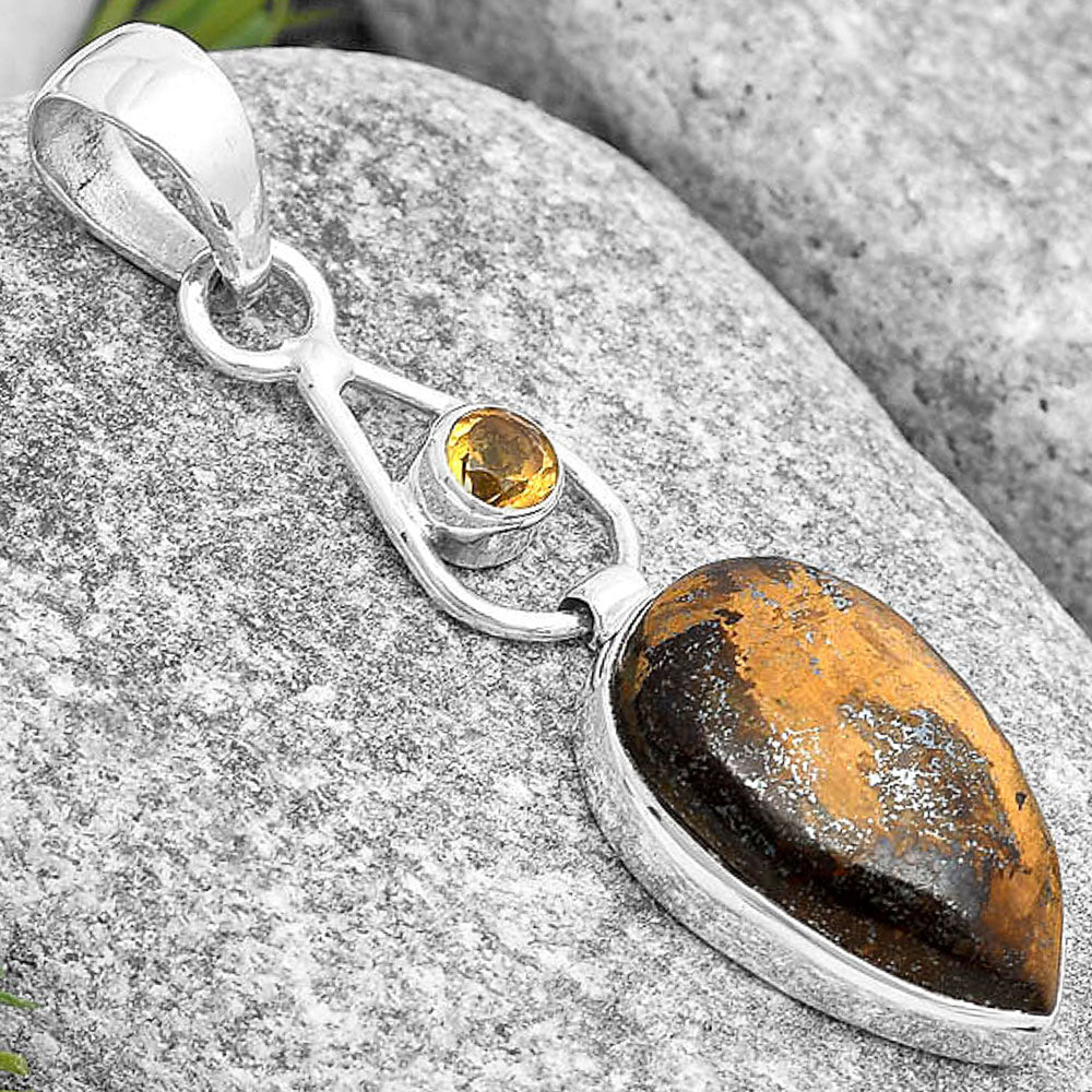 Natural Bronzite & Citrine Pendant P-1589 SDP129355