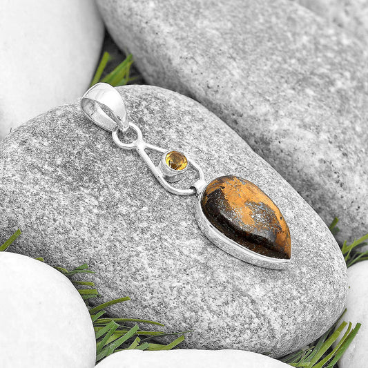 Natural Bronzite & Citrine Pendant P-1589 SDP129355