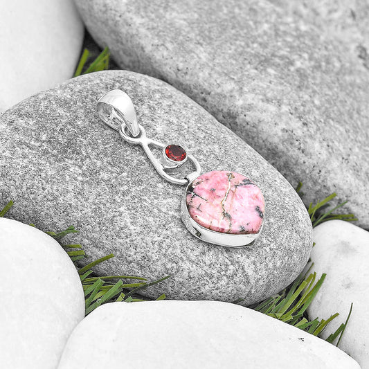 Natural Rhodonite & Garnet Pendant P-1589 SDP129363