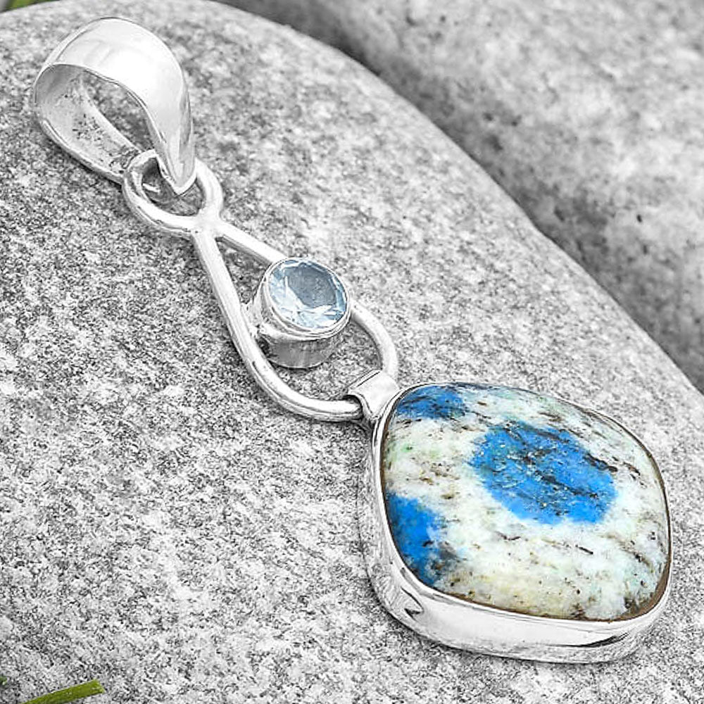 K2 Blue - Azurite In Quartz & Sky Blue Topaz Pendant P-1589 SDP129374