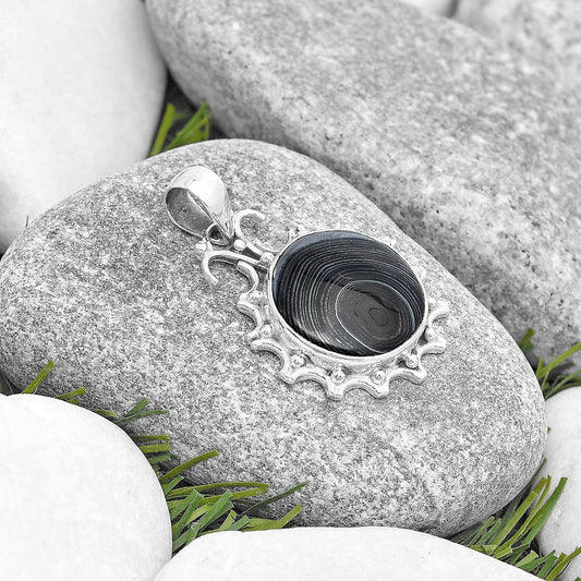 Crown Of Silver Psilomelane - Black Malachite Pendant P-1249 SDP129384