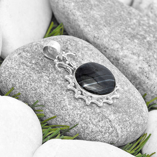 Crown Of Silver Psilomelane - Black Malachite Pendant P-1249 SDP129412