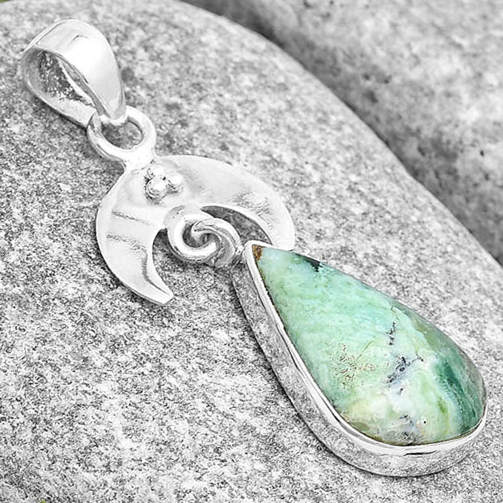 Crescent Moon - Dendritic Chrysoprase - Africa Pendant P-1133 SDP129416