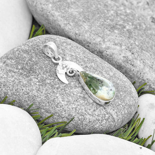 Crescent Moon - Dendritic Chrysoprase - Africa Pendant P-1133 SDP129419