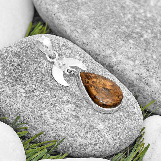 Crescent Moon - Natural Bronzite Pendant P-1133 SDP129433