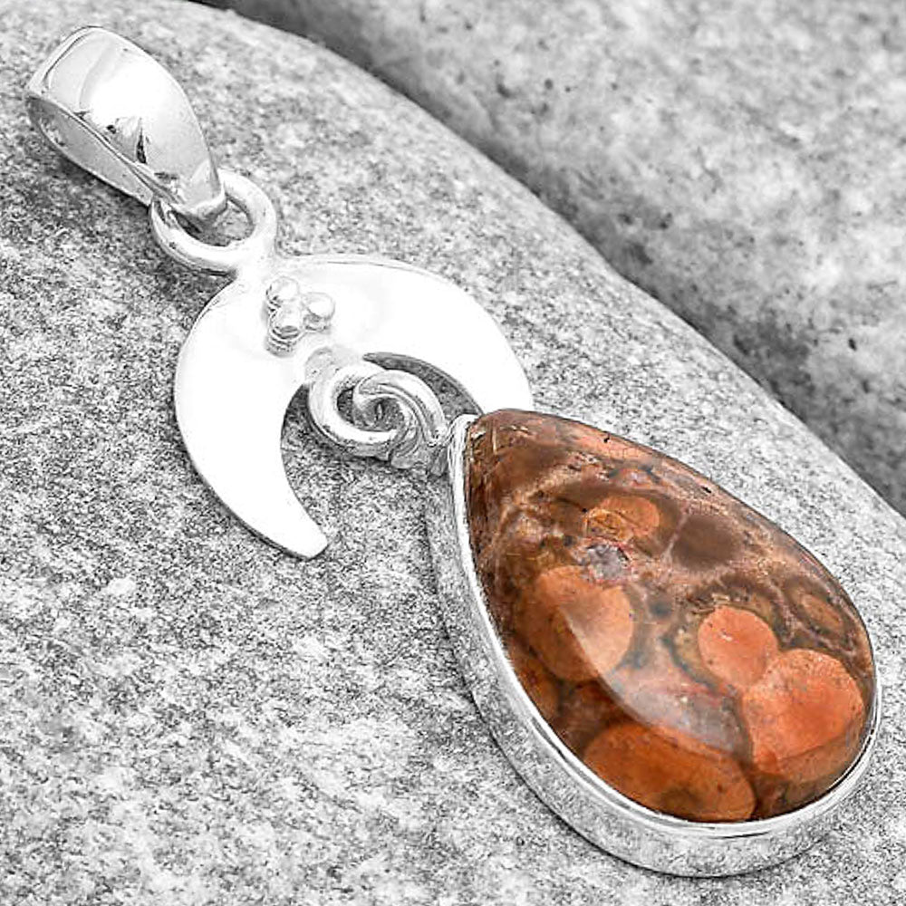 Crescent Moon - Natural Poppy Jasper Pendant P-1133 SDP129438