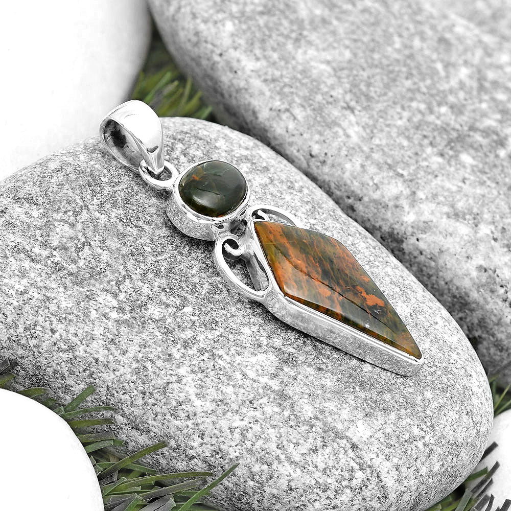 Turkish Rainforest Chrysocolla & Chrome Chalcedony Pendant P-1132 SDP129446