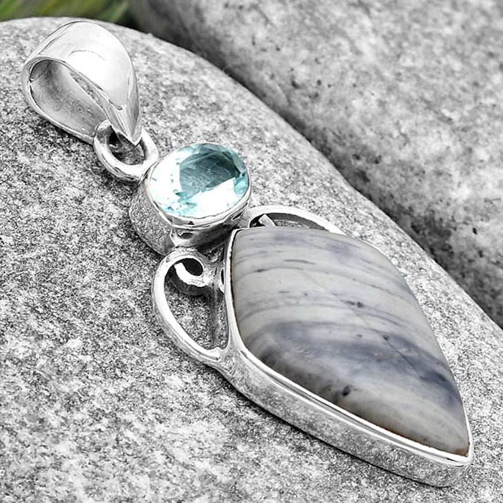 Natural Picasso Jasper & Sky Blue Topaz Pendant P-1132 SDP129449