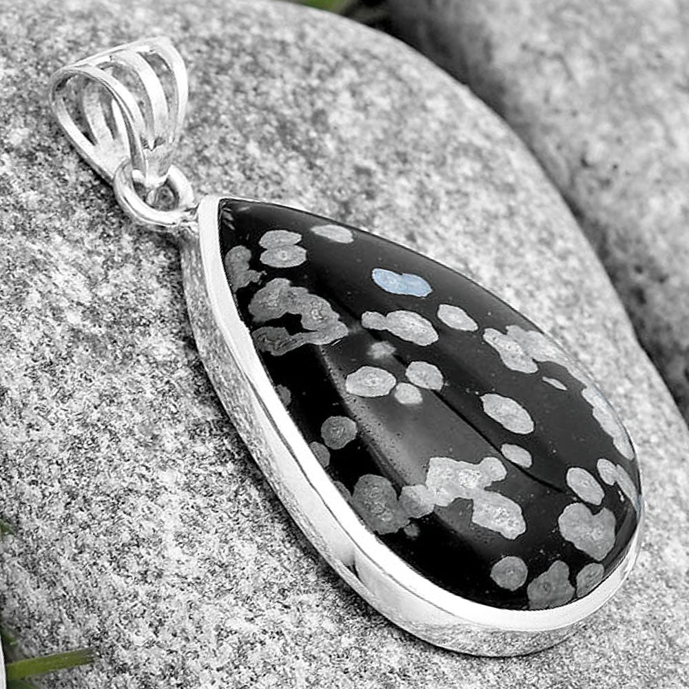 Natural Snow Flake Obsidian Pendant P-1002 SDP129562