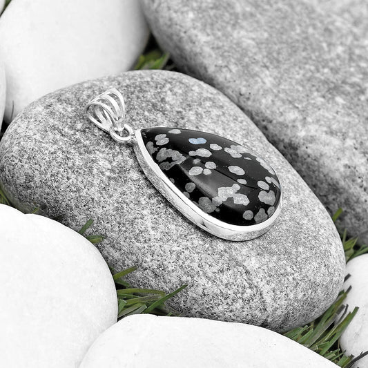 Natural Snow Flake Obsidian Pendant P-1002 SDP129562
