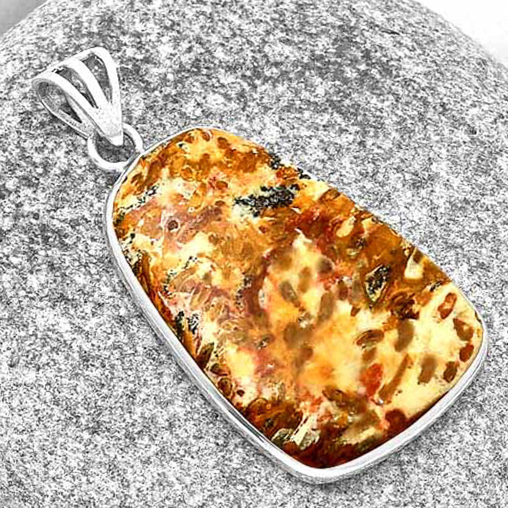 Natural Palm Root Fossil Agate Pendant P-1001 SDP129946